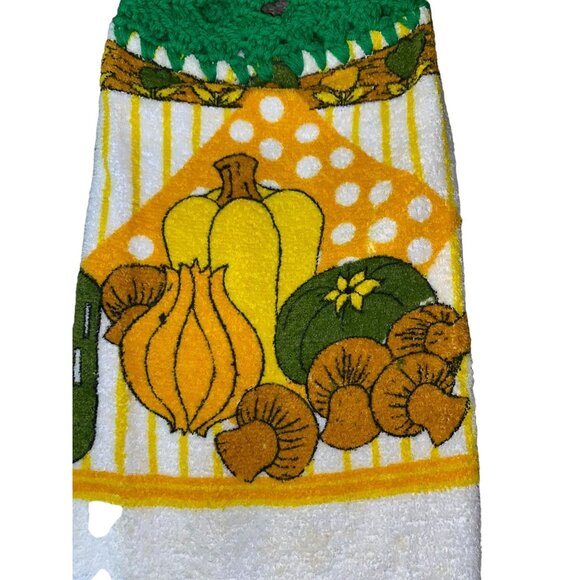 Vintage Homemade Kitchen Towel Used Hanging Crochet Top - Picture 3 of 6